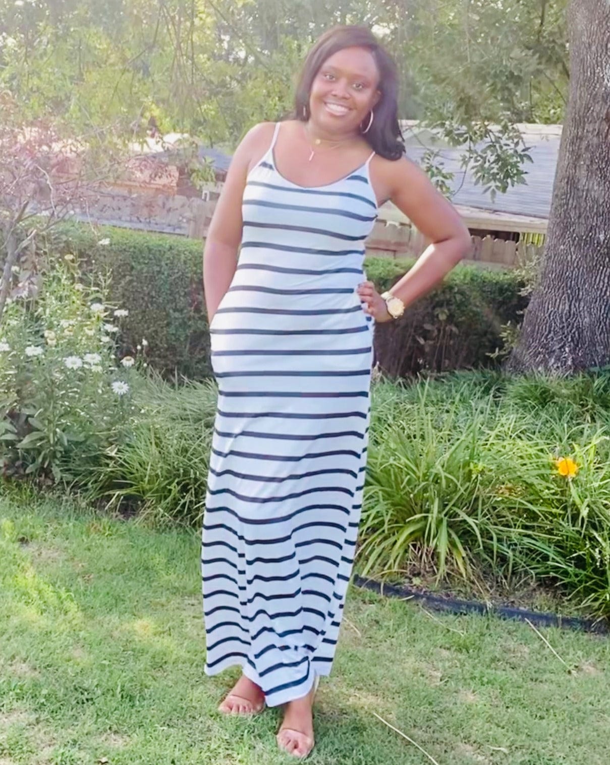 Gap striped store maxi dress